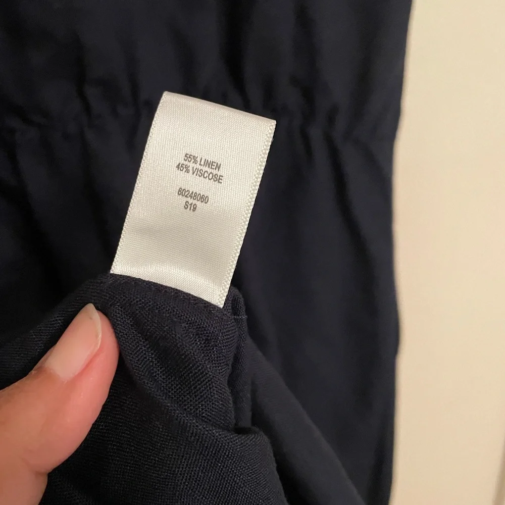 Witchery navy front tie linen midi navy dress size 10